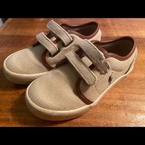 Polo leather camel Velcro slip on shoe